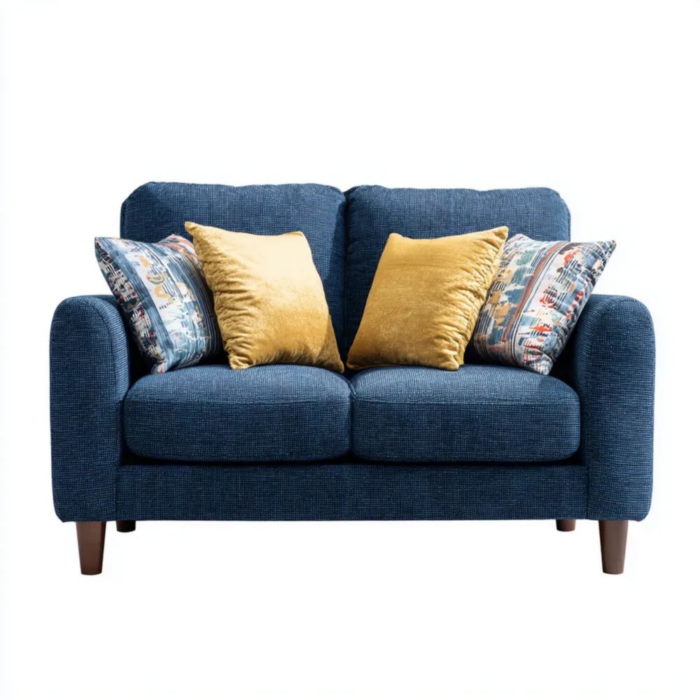 Divano due posti in tessuto 145x90x85 cm - Blu - Design moderno-vivahomia