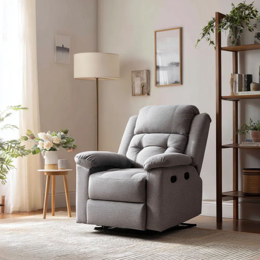 Poltrona Relax Imbottita in Tessuto Grigio 85x90x105 cm – Design Moderno-vivahomia