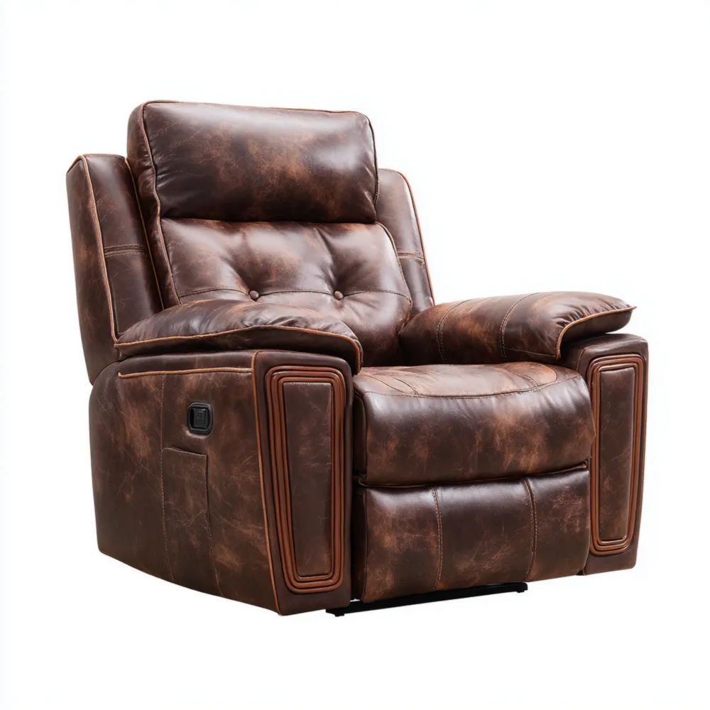 Poltrona Relax in Pelle Sintetica Marrone - Design Ergonomico 90x95x100 cm-vivahomia