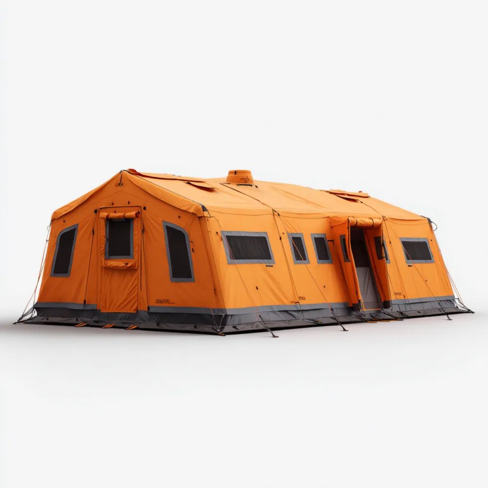 Tenda da campeggio 12x6x3 metri - Arancione/Grigio - Impermeabile multifunzione-vivahomia