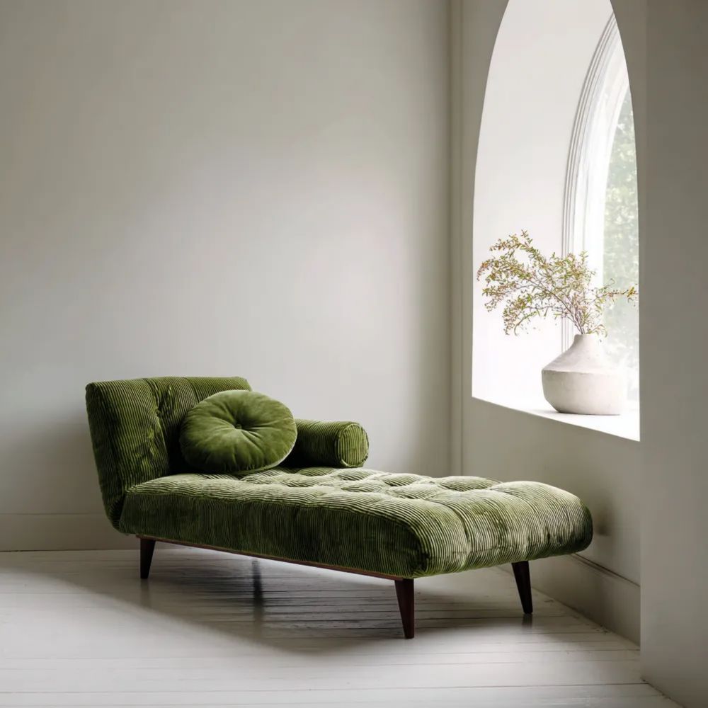 Chaise longue velluto Verde 180x75x85 cm - Design moderno-vivahomia