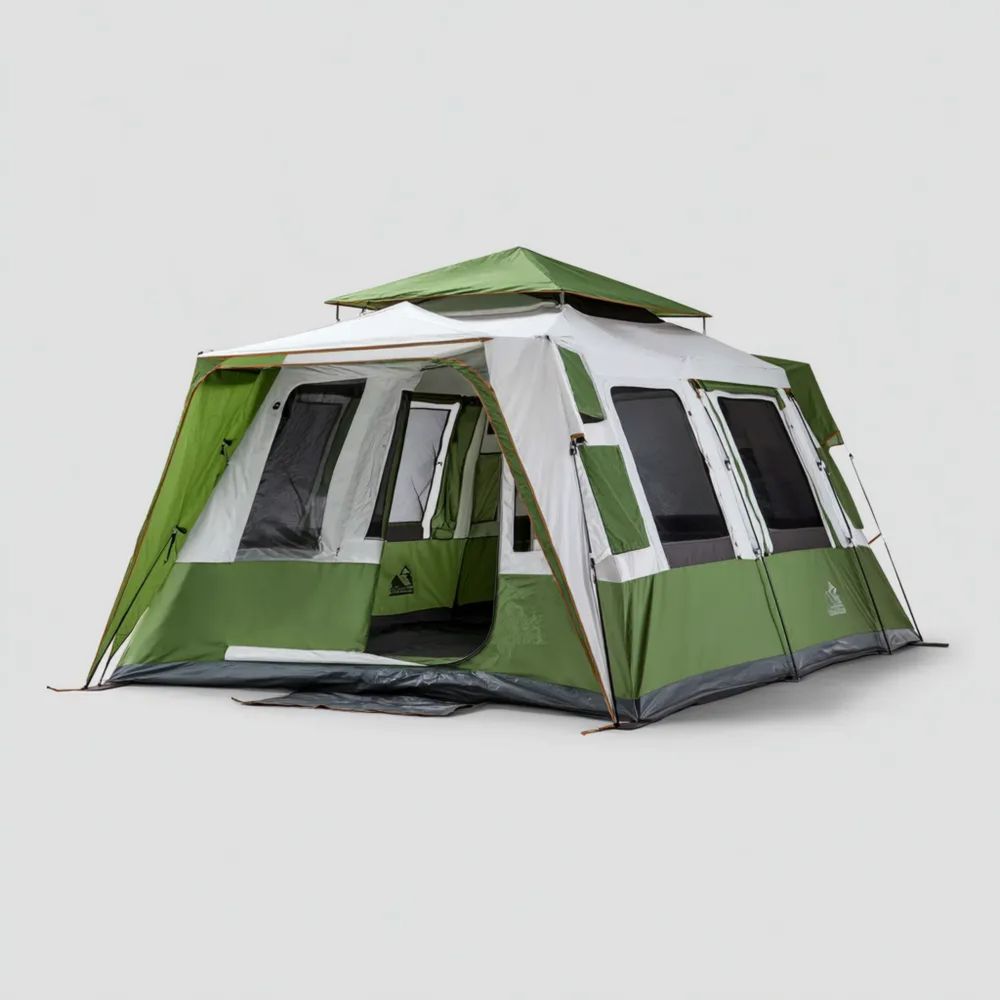 Tenda da Campeggio Famigliare Poliestere 6 Posti 300x300x210 cm – Verde/Bianco-vivahomia