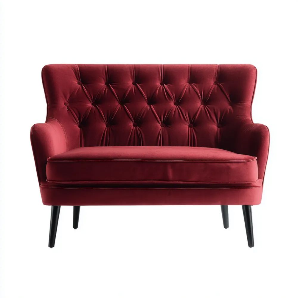 Divano a due posti in velluto 120x80x85 cm - Rosso-vivahomia