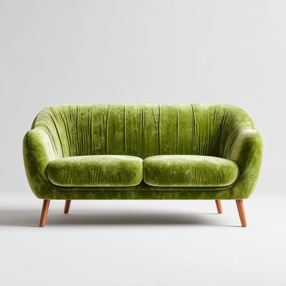 Divano a due posti Velluto Verde 140x80x85 cm - Design Moderno-novirama