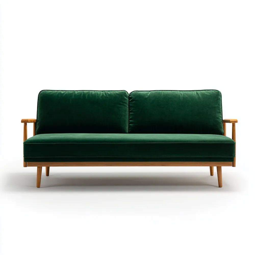 Divano a due posti in velluto Verde con struttura in legno 150x80x85 cm - Design moderno-novirama