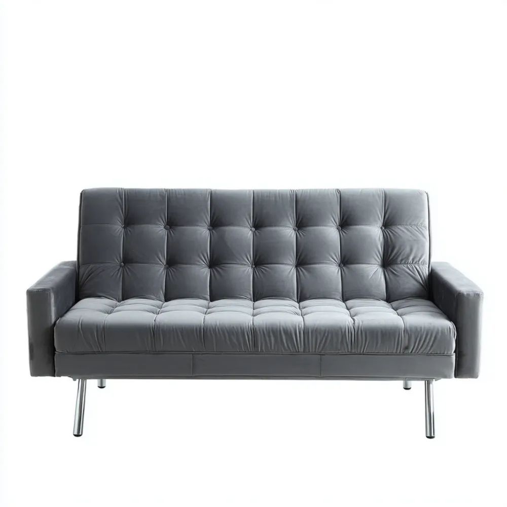 Divano a due posti in similpelle 180x85x80 cm – Grigio – Design Moderno-novirama