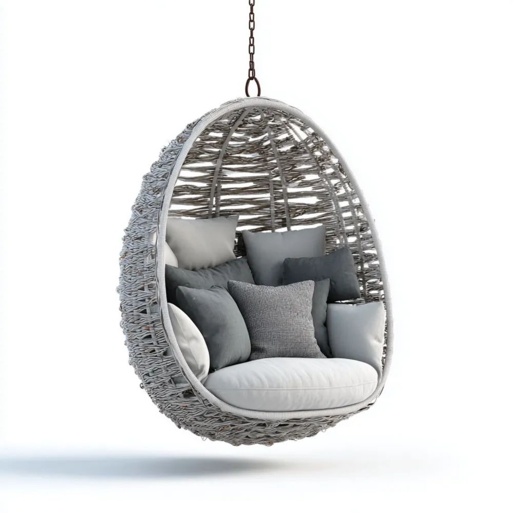 Poltrona Sospesa Rattan Sintetico Grigio 100x100x200 cm per Esterni - Design Moderno-novirama