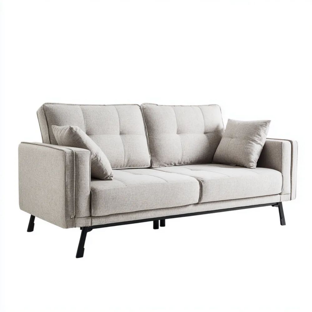 Divano a due posti 150x85x80 cm - Tessuto - Grigio Chiaro - Design Moderno-novirama