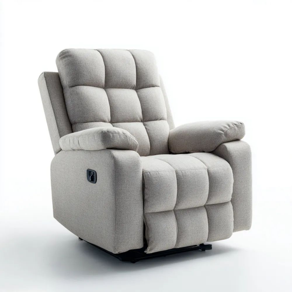 Poltrona Relax Reclinabile 80x90x100 cm Tessuto Beige Imbottito – Design Classico-novirama