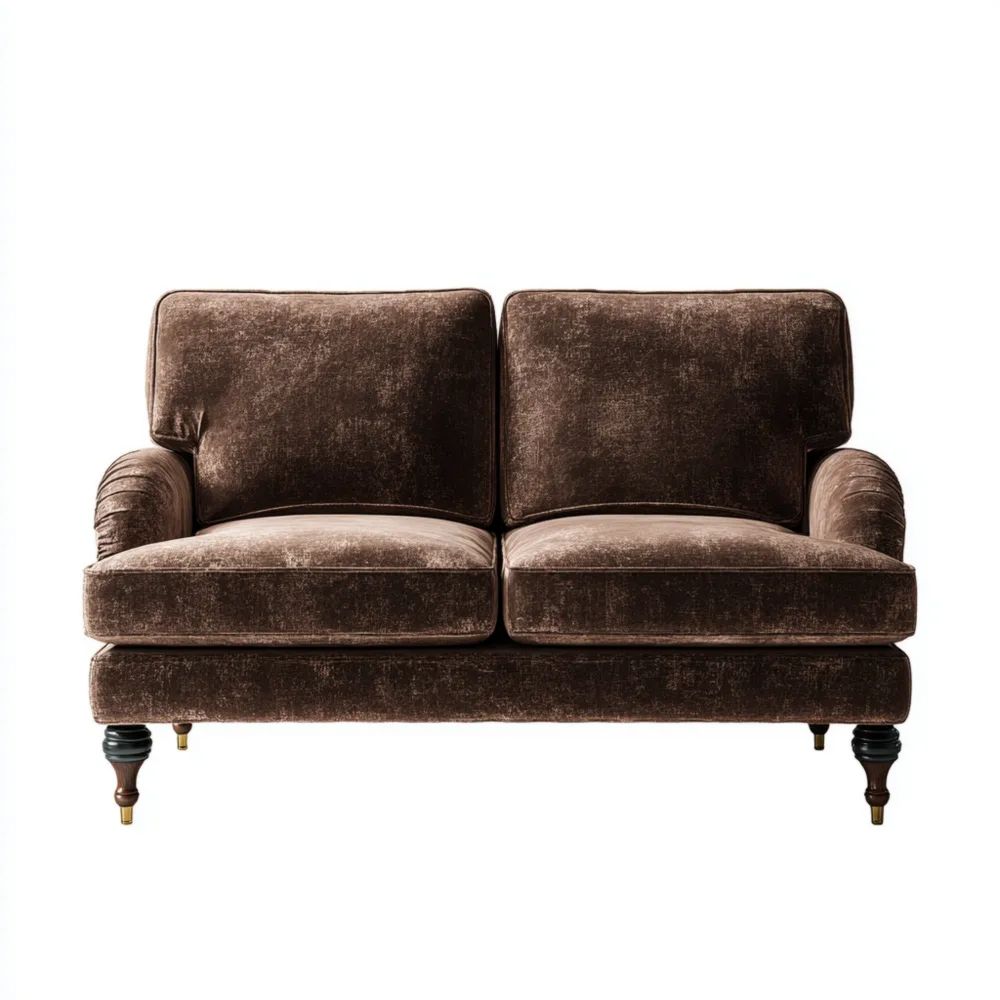 Divano a due posti Velluto 150x90x85 cm – Marrone – Classico-novirama