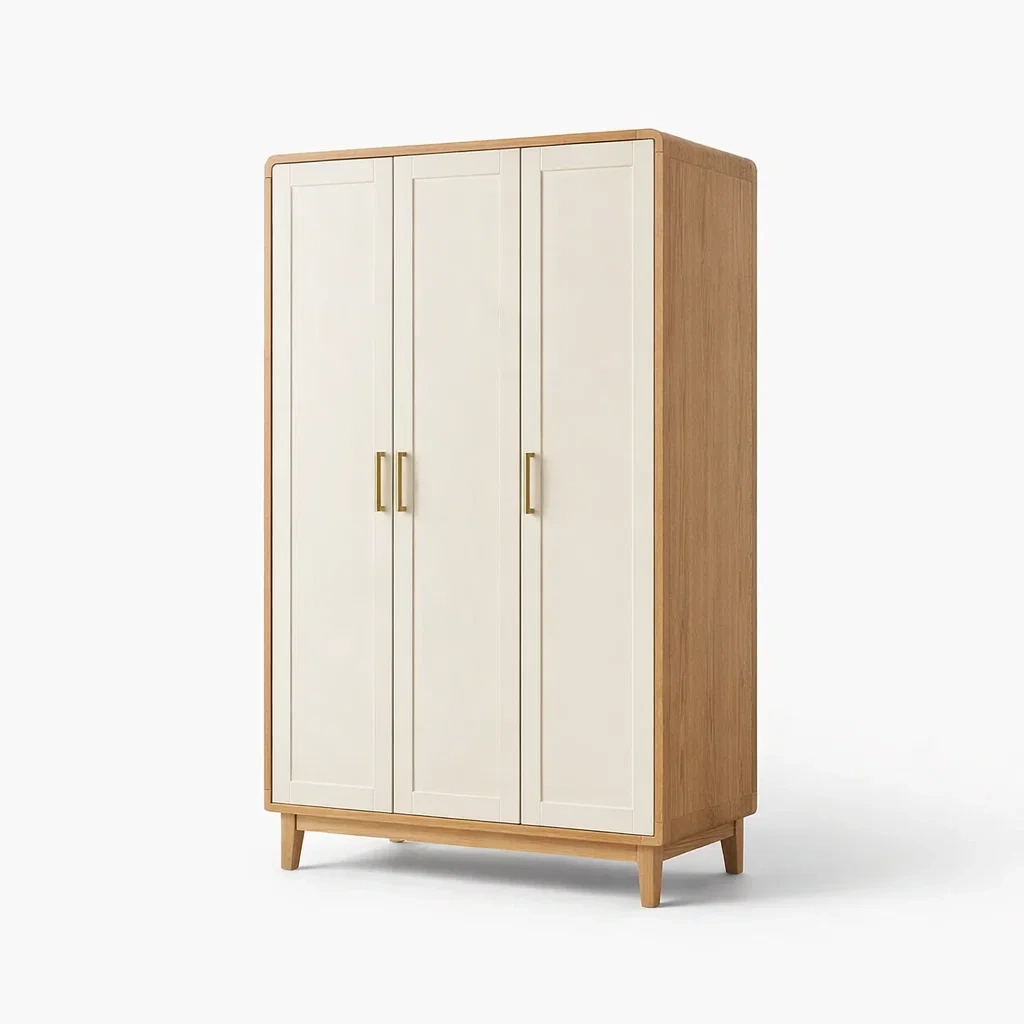 Armadio a tre ante in legno di rovere e MDF-URBANCOMFORTLIVING