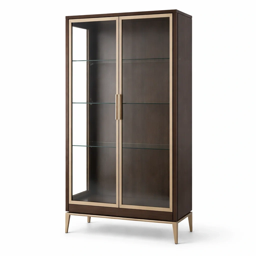 Vetrina in legno e metallo con porte in vetro temperato-URBANCOMFORTLIVING