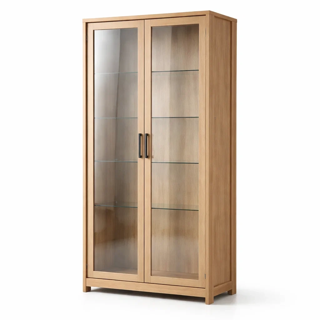 Vetrina in legno di rovere con porte in vetro-URBANCOMFORTLIVING