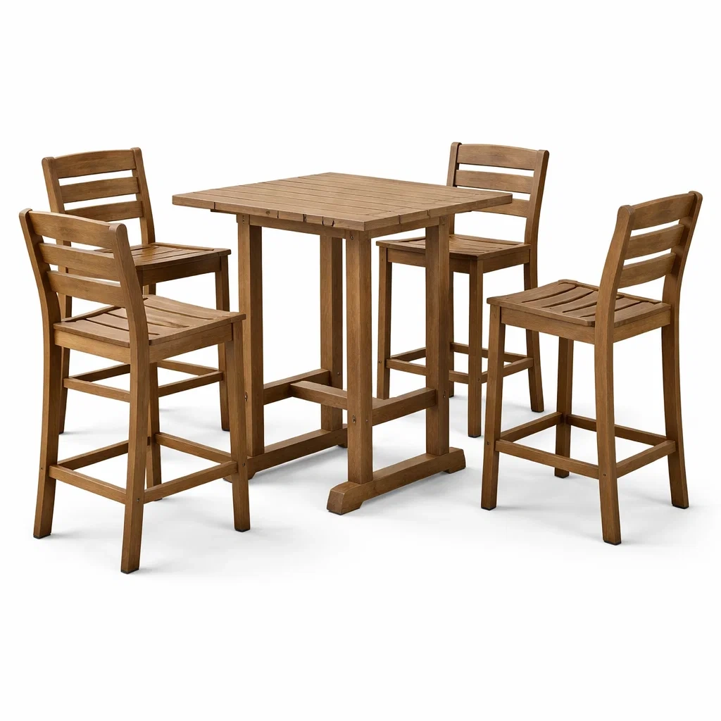 Set bar in legno per esterni con tavolo e sedie-URBANCOMFORTLIVING