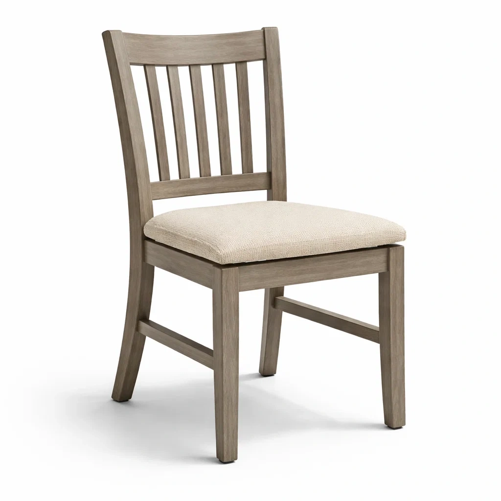 Sedia da pranzo in legno con seduta in tessuto poliestere crema-URBANCOMFORTLIVING