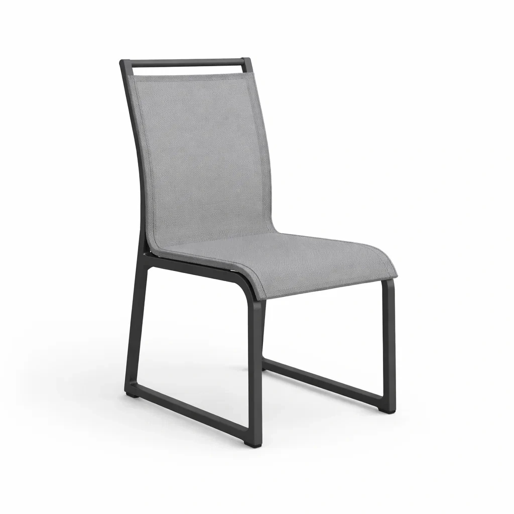 Sedia da pranzo in tessuto poliestere grigio con telaio in metallo-URBANCOMFORTLIVING