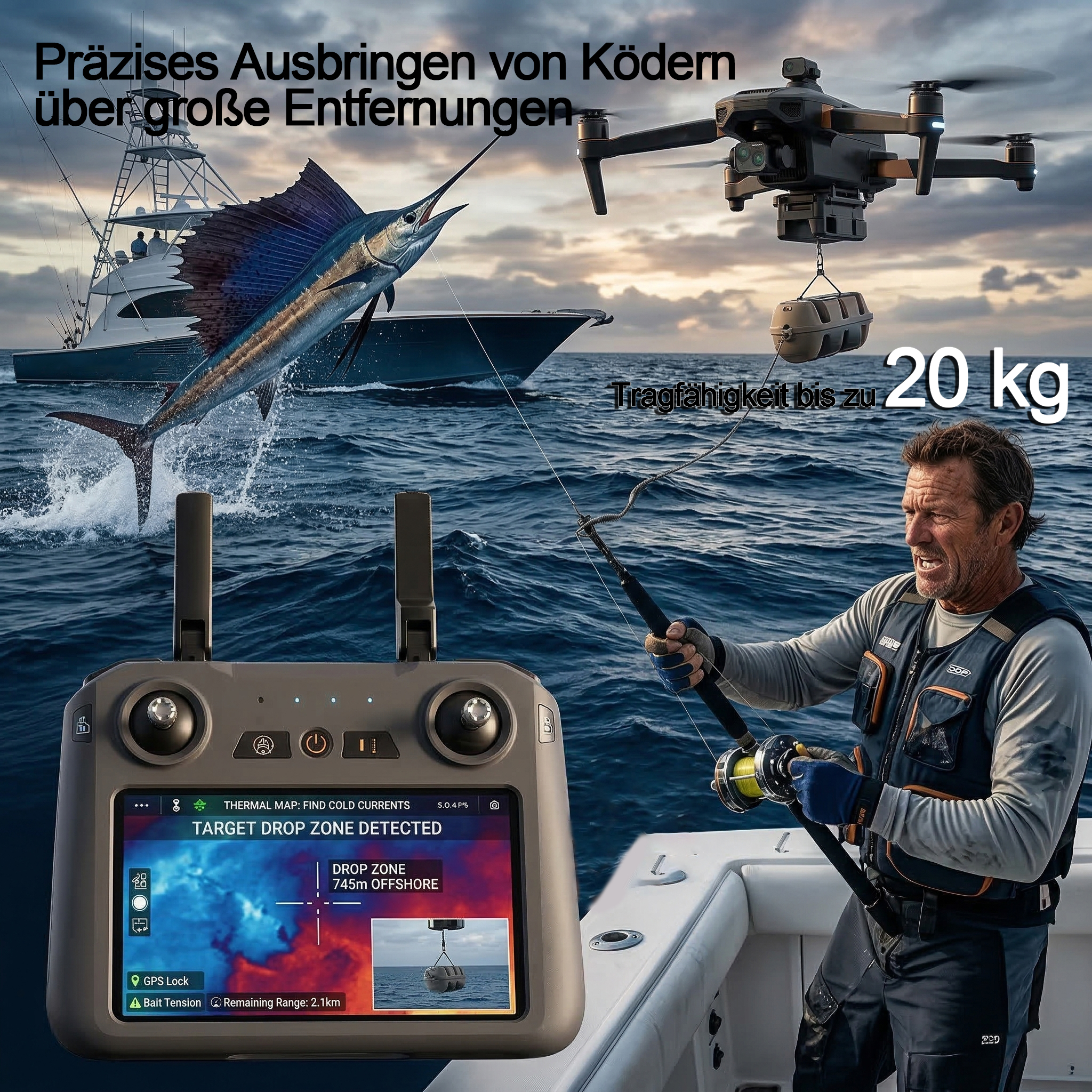 Diese hochauflösende Wärmebilddrohne eignet sich für Außenaufnahmen, verfügt über eine Lieferfunktion und eine Nutzlast von bis zu 20 kg. Sie ist geeignet für Forstarbeiten, Fischerei, Angeln und Rettungseinsätze.