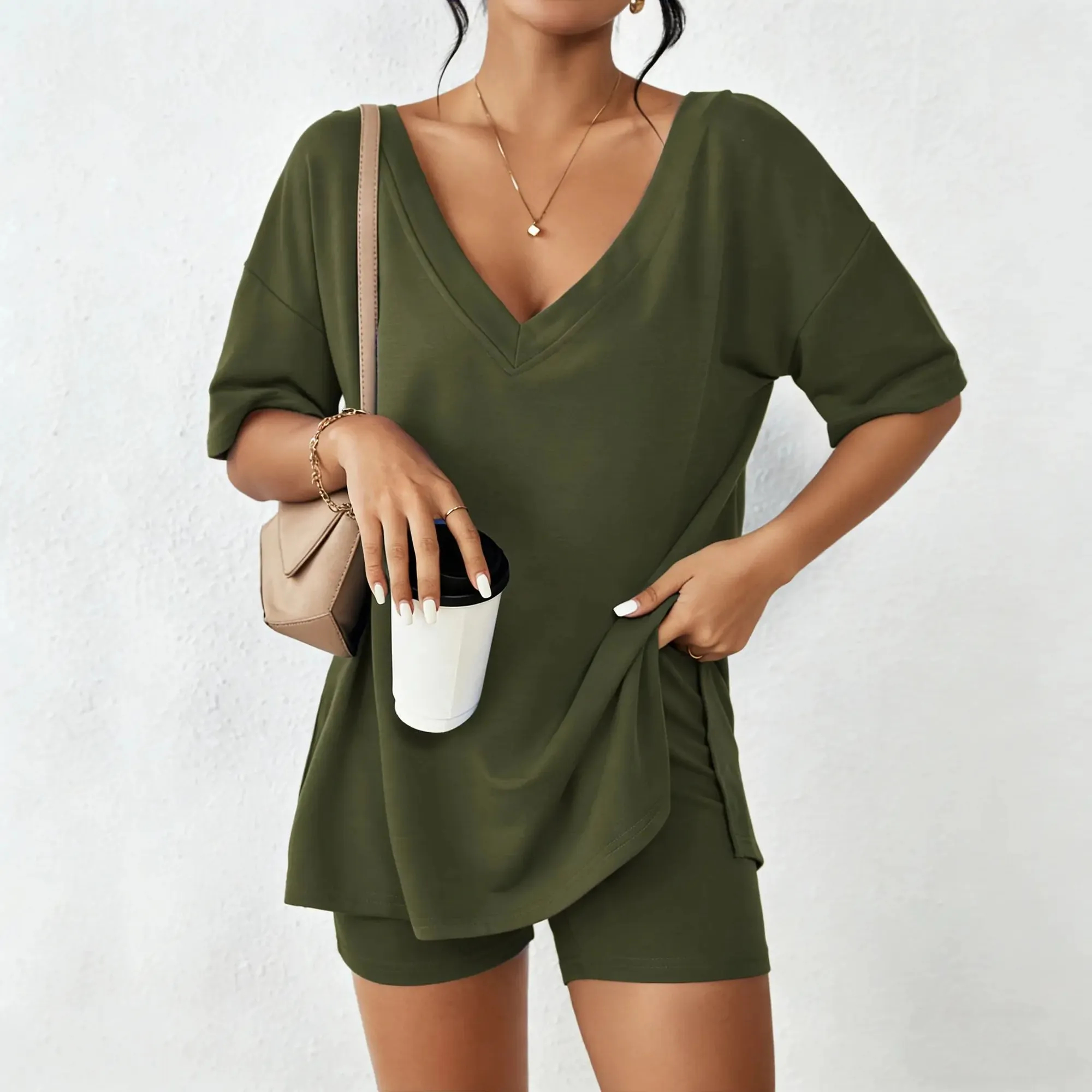 🌞 Women's Casual V-Neck Two-Piece Set for Summer