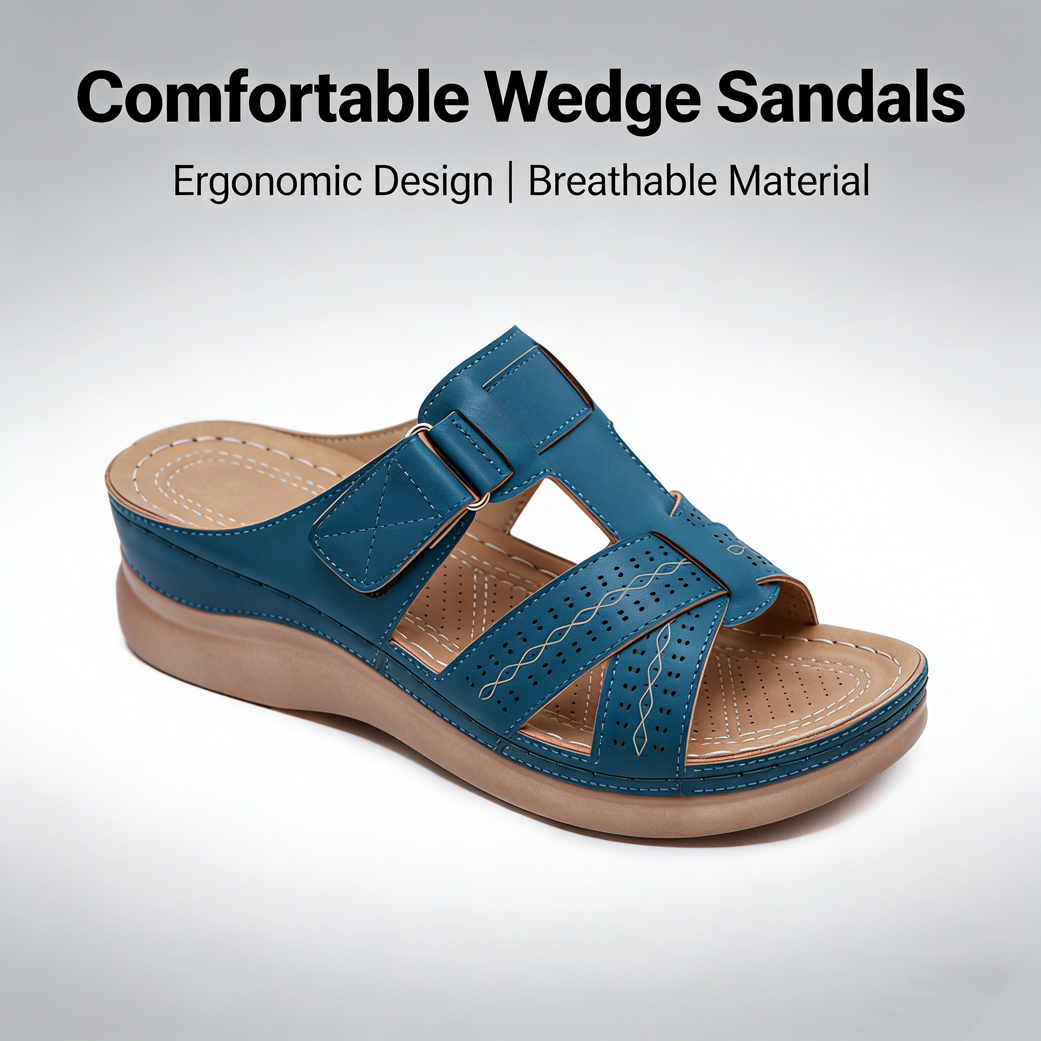Orthopedic Suede Slide Sandals - Perforated Cutout & Comfortable Enough to Wear All Day