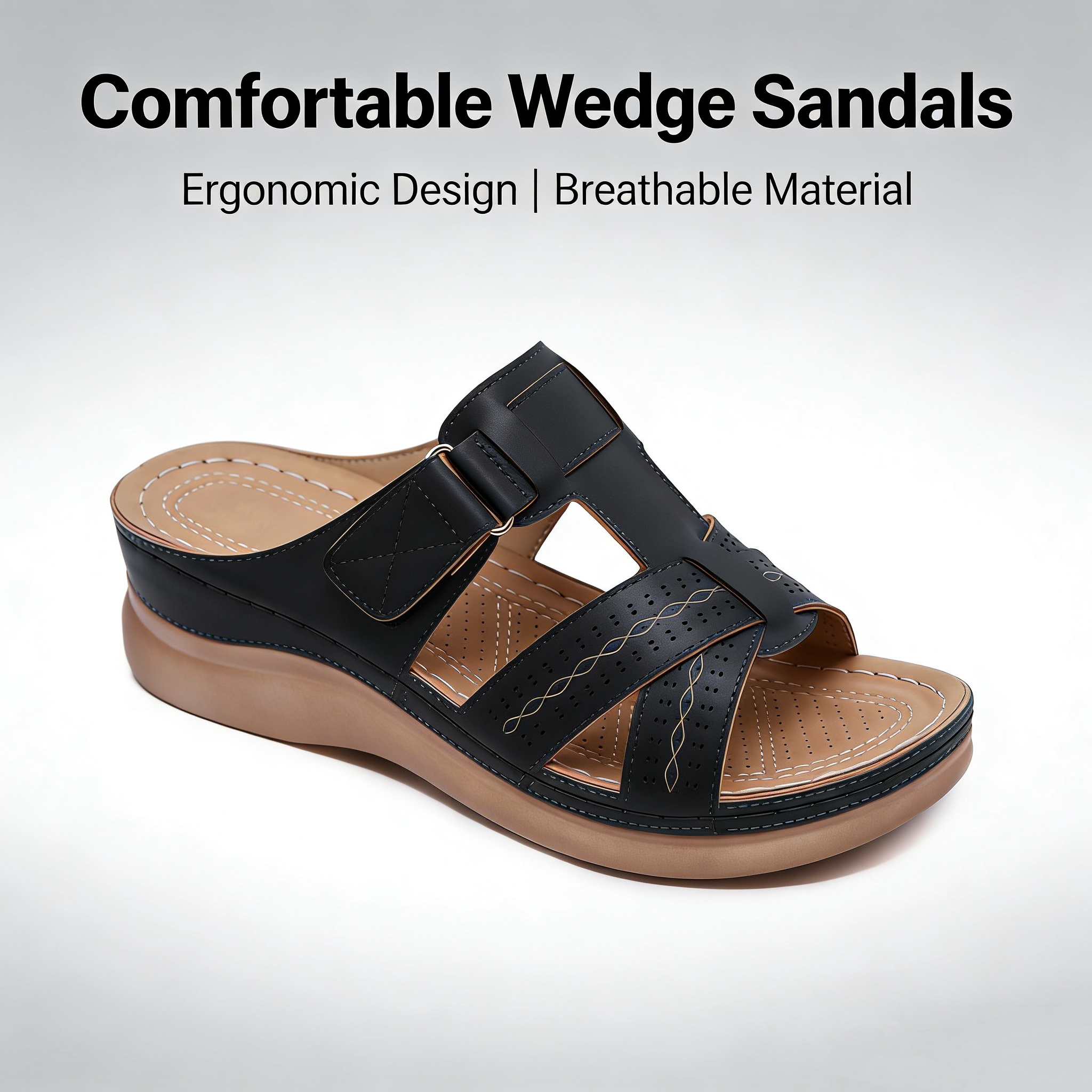 Orthopedic Suede Slide Sandals - Perforated Cutout & Comfortable Enough to Wear All Day