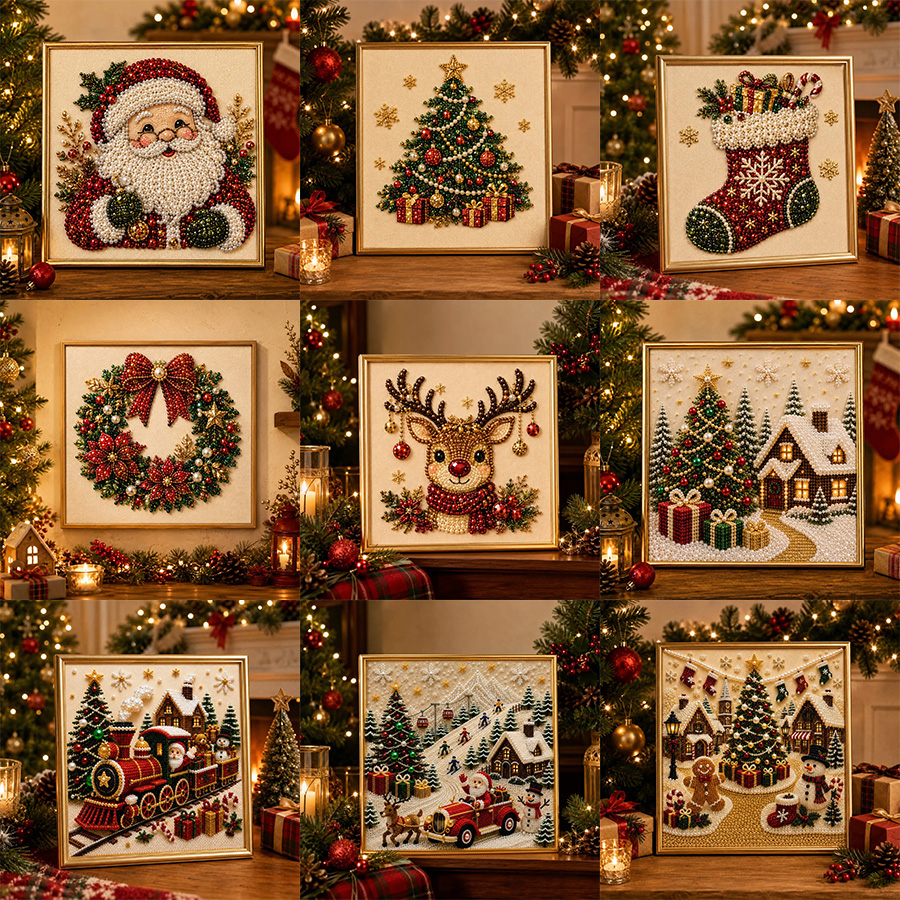 🧘Relaxing & Beginner-Friendly-💎DIY Christmas Pearl Diamond Painting Art Kit
