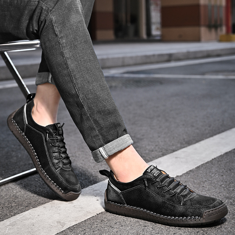 MEN'S LOW-TOP SOFT-SOLED LEATHER SLIP-ON SHOES