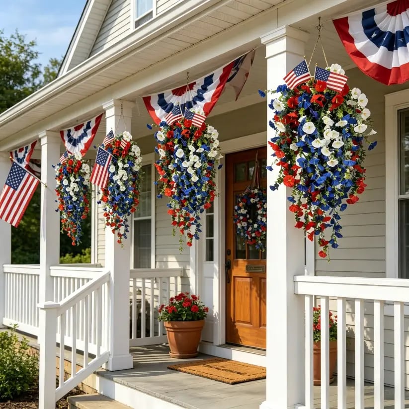 ✨US Celebrate America’s 250th Anniversary with Patriotic Hanging Flower Baskets