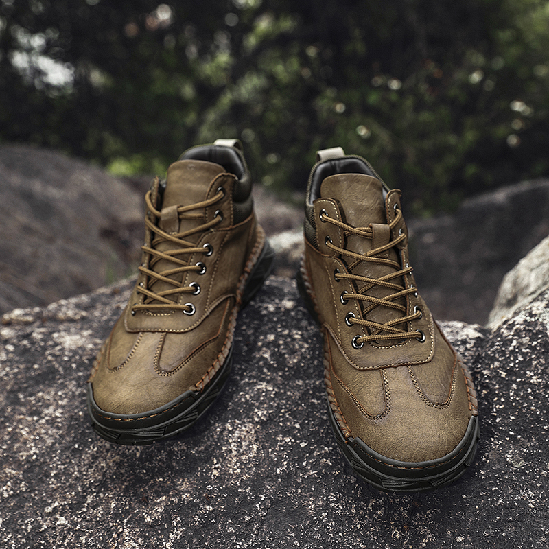 Men Safety Orthopedic Leather Boots - Ankle Protect & Safe Toe & Puncture Resistant & Waterproof & Ligtweigh & comfort