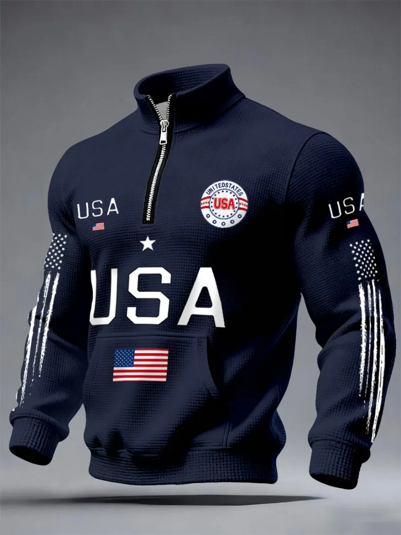 Men's USA Flag Waffle Sweatshirts