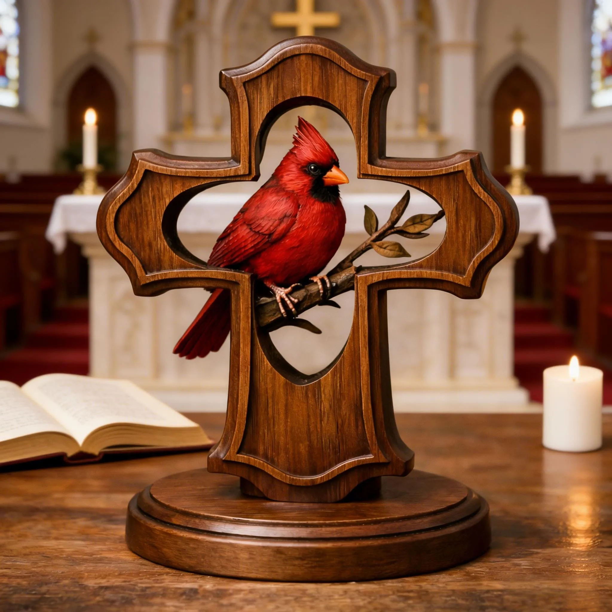 🎊Buy 2 Get 1 Free❤️✝️Handcrafted Cardinal Cross Ornament