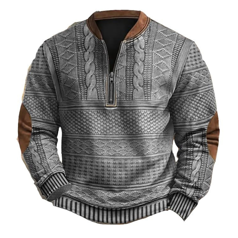 Men’s Western-Style Wool Half-Zip Pullover