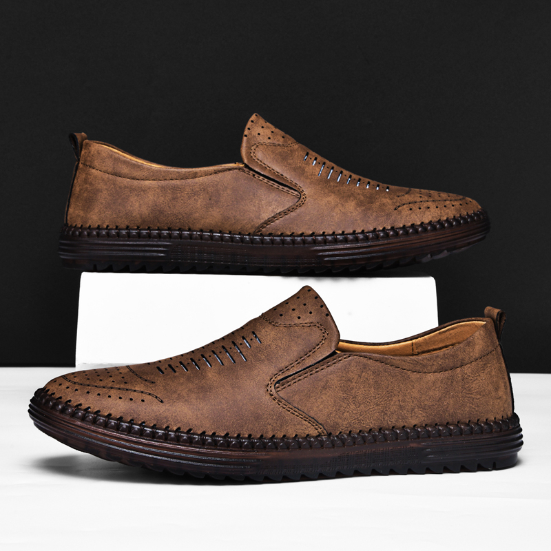 ⏰Limited Time Sale 70% OFF-Men's Slip-On Orthopedic Leather Dress Loafers – Anti-Slip, Breathable & Comfortable with Arch Support for All-Day Wear
