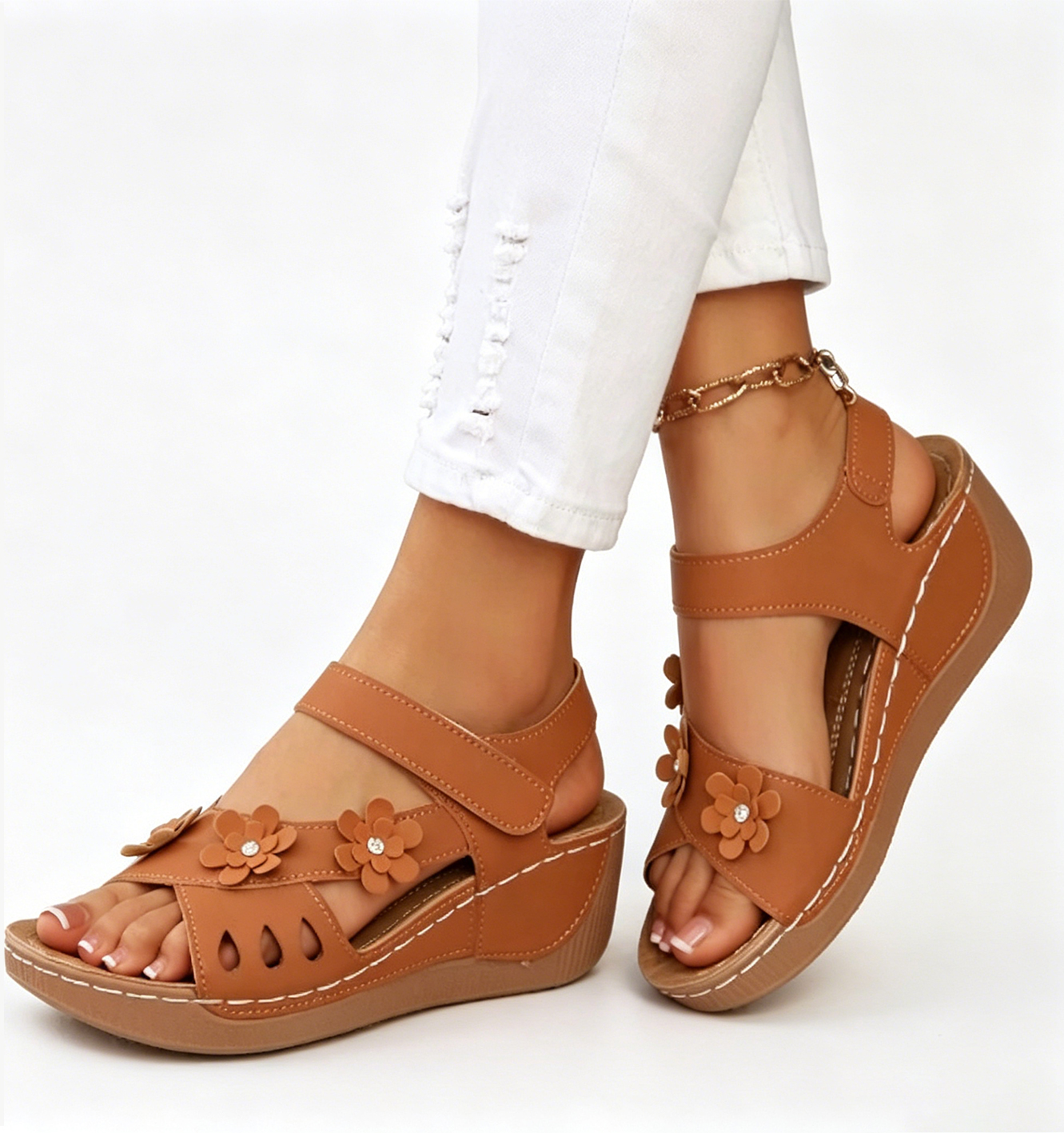 [Copy]✨ Now 60% off - Floral Accent Wedge Mules for Women
