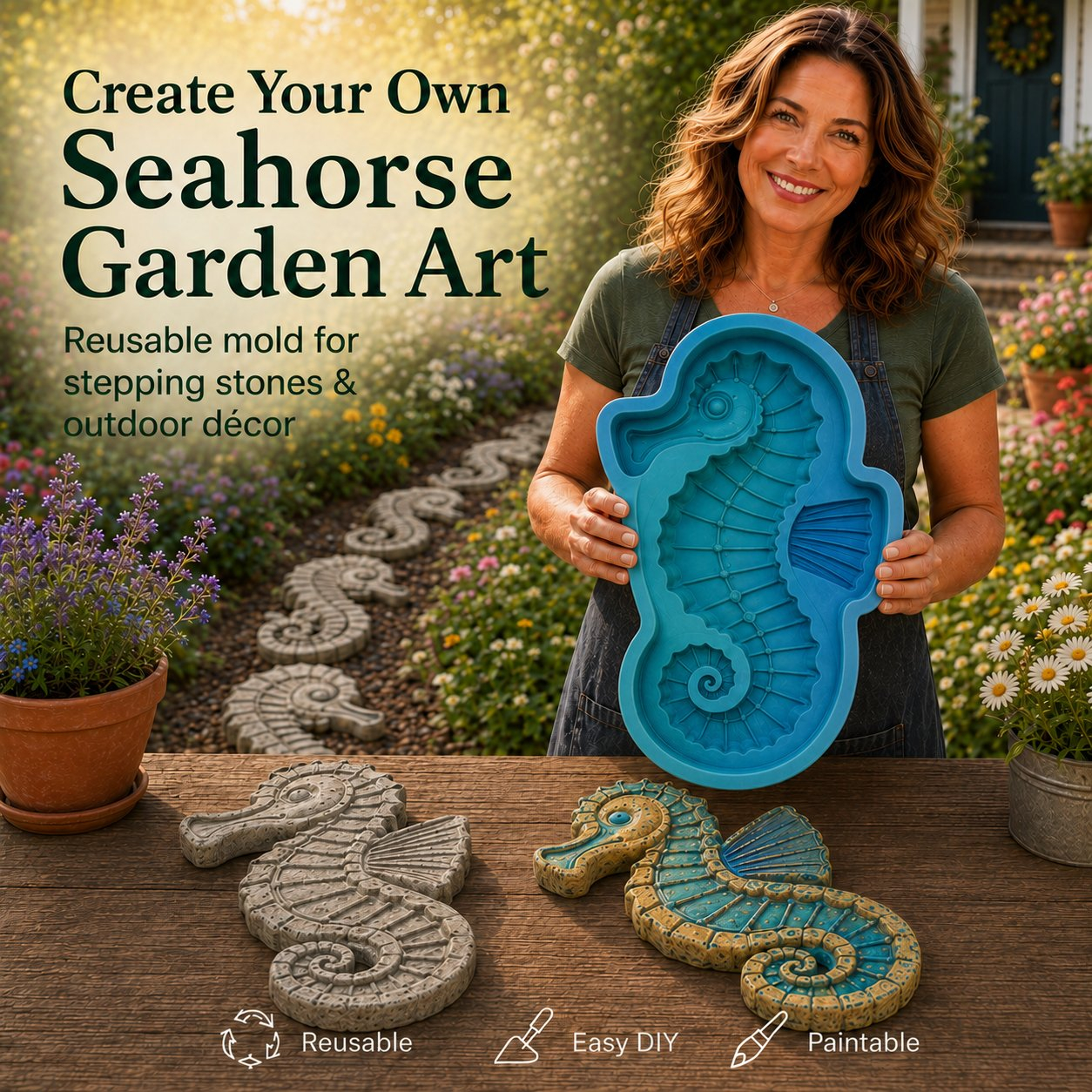 💥 LAST DAY 70% OFF - 🌻 Reusable Sunflower Stepping Stone Mold