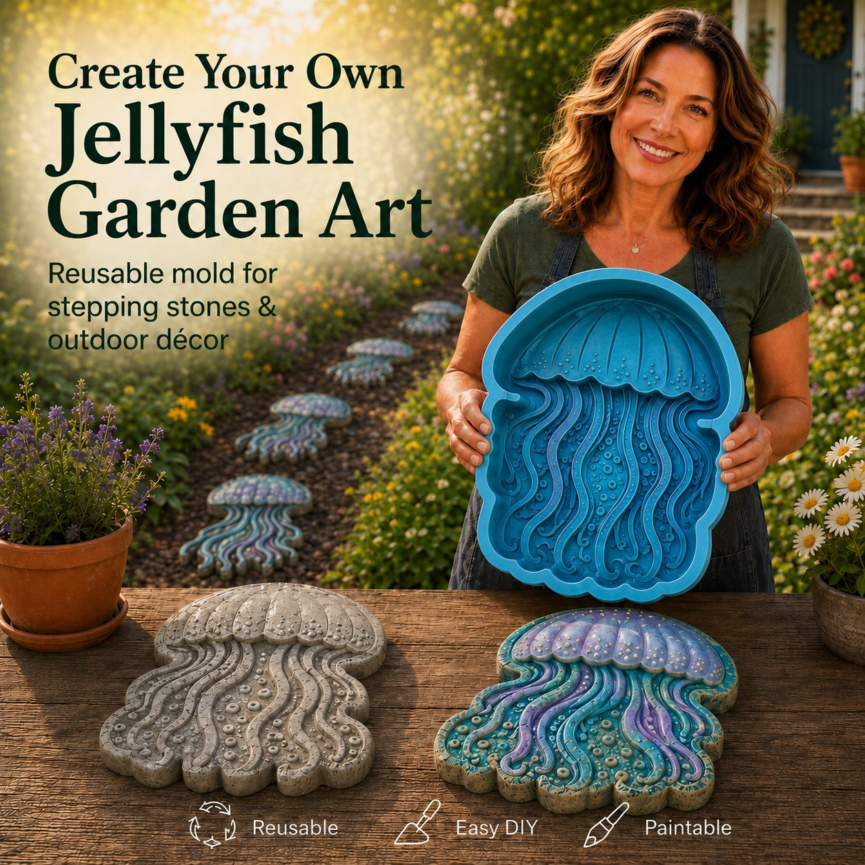 💥 LAST DAY 70% OFF - 🌻 Reusable Sunflower Stepping Stone Mold
