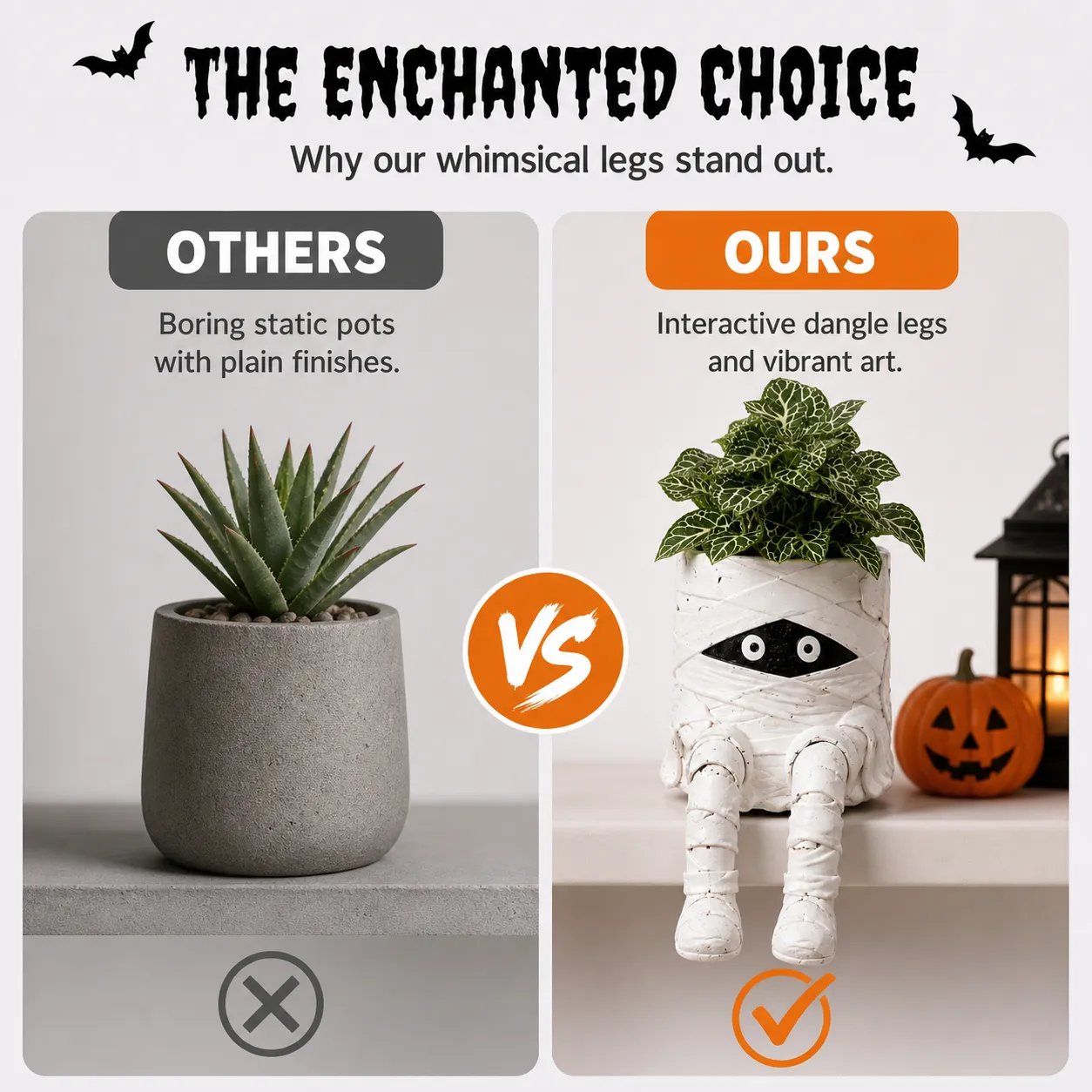 📍⏳  60% OFF – 🎃 Halloween Hanging Leg Planter | Hand-Painted Resin Character Pot for Succulents, Shelves, Desks, Porches & Spooky Seasonal Displays 🪴