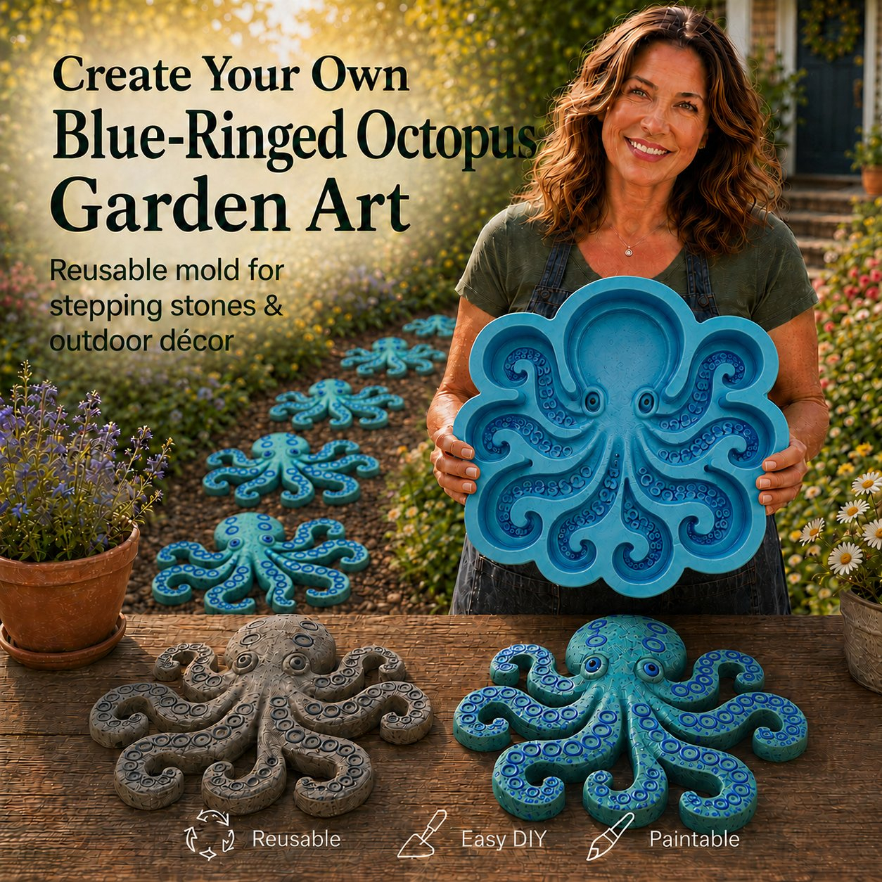 💥 LAST DAY 70% OFF - 🌻 Reusable Sunflower Stepping Stone Mold
