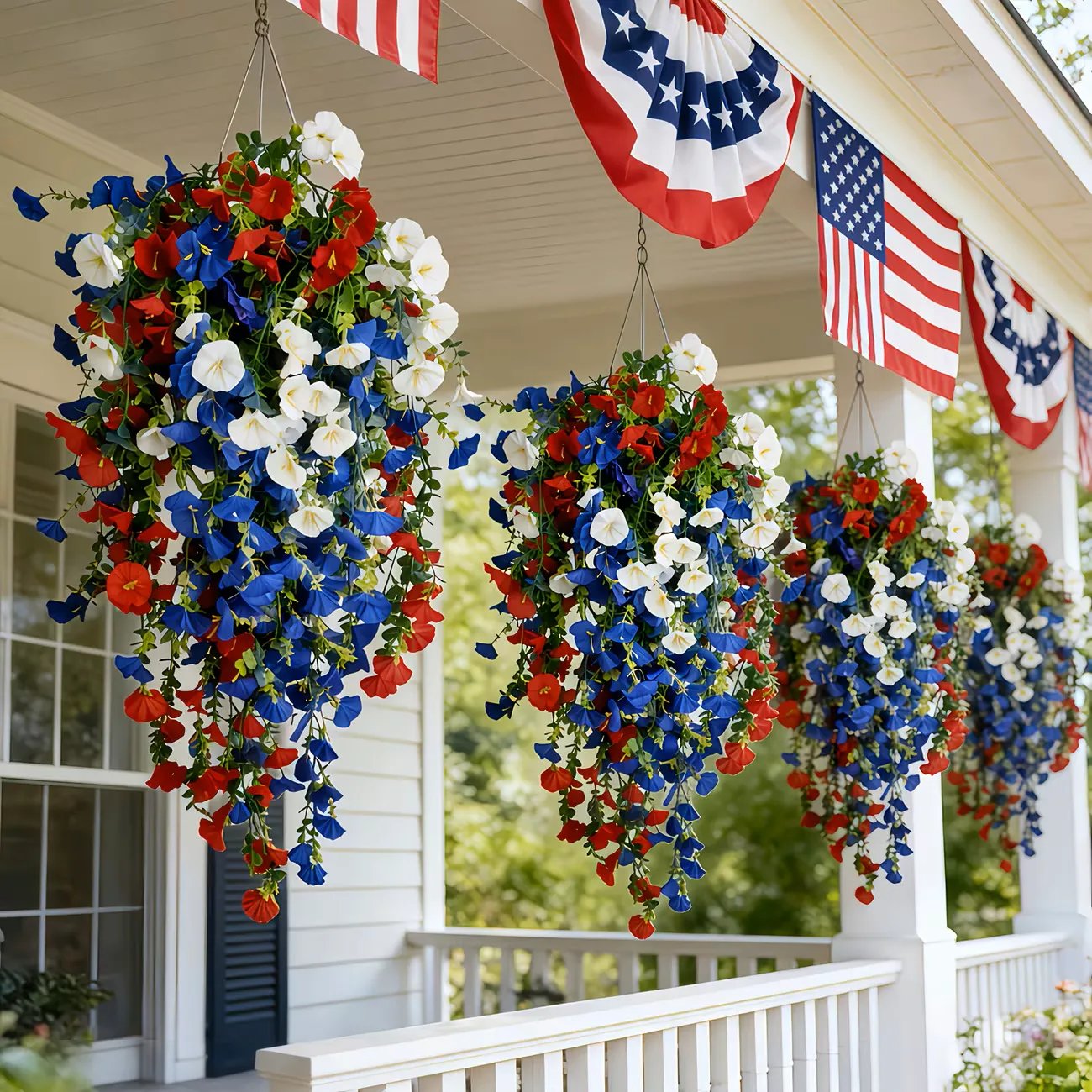 ✨US Celebrate America’s 250th Anniversary with Patriotic Hanging Flower Baskets