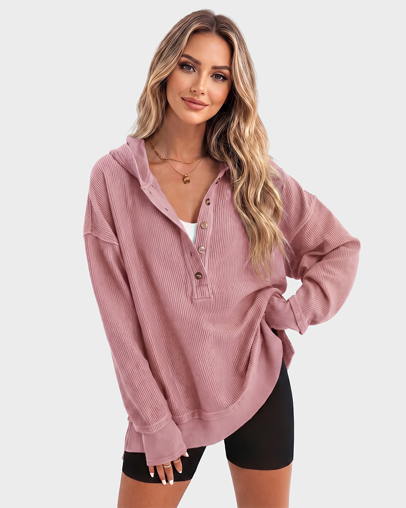 WomenOversized Collared Ribbed Sweatshirt