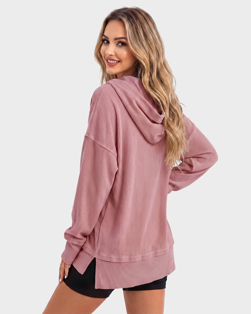 WomenOversized Collared Ribbed Sweatshirt