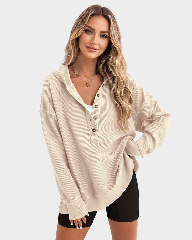 WomenOversized Collared Ribbed Sweatshirt