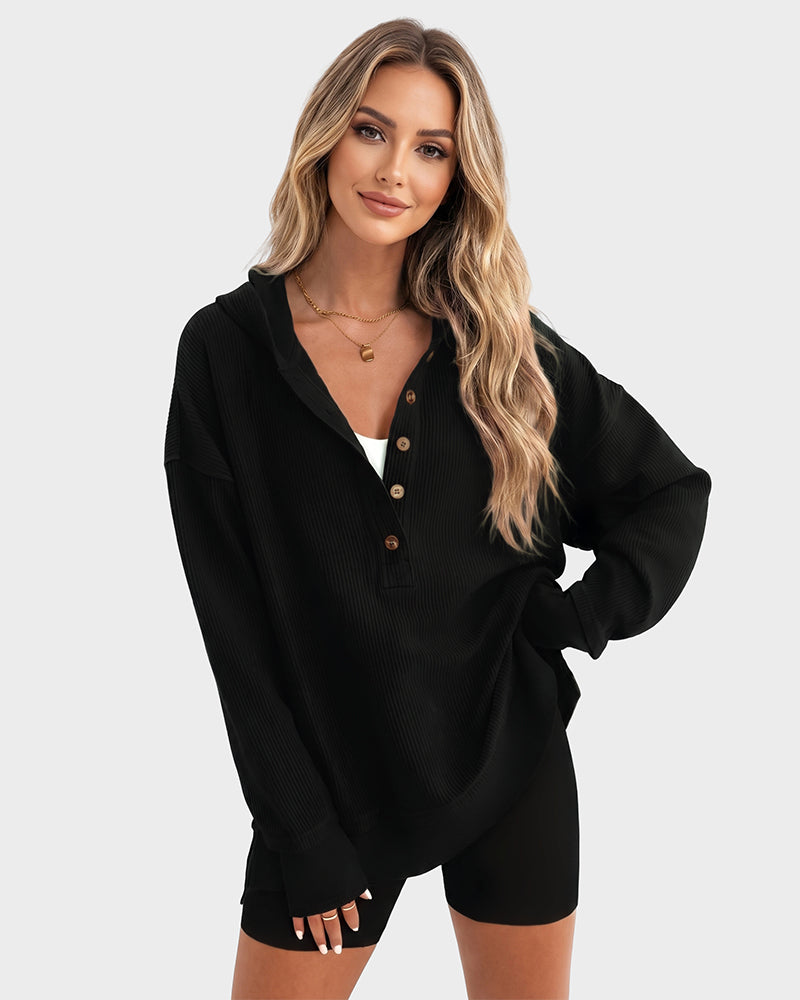 WomenOversized Collared Ribbed Sweatshirt