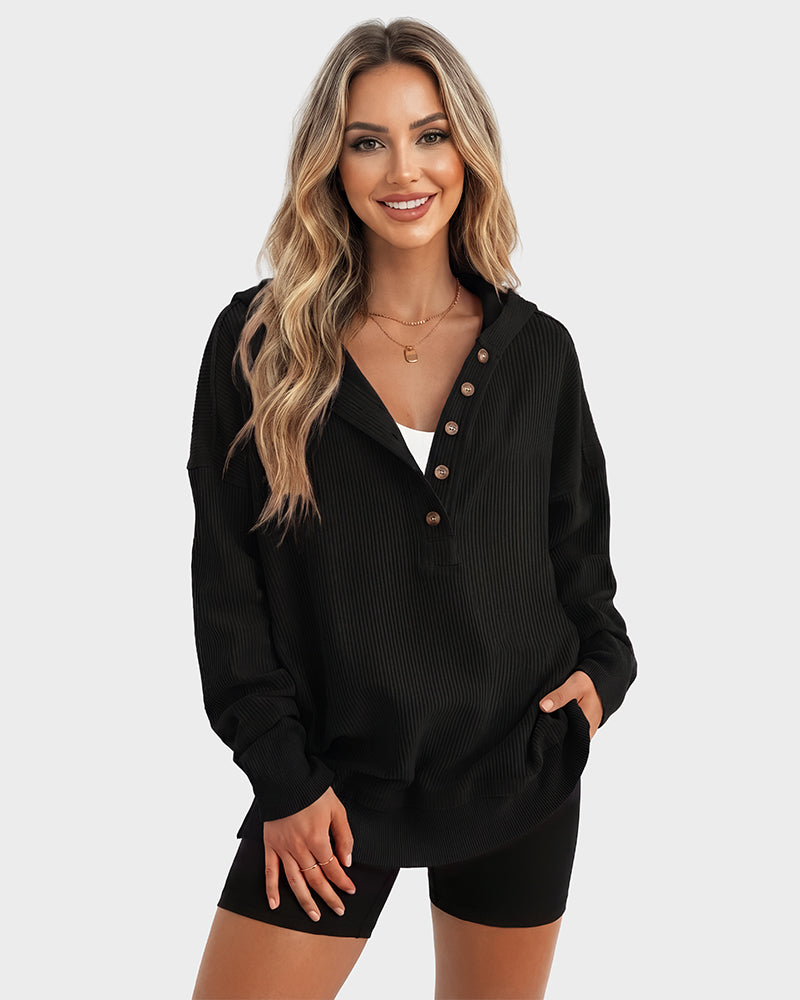 WomenOversized Collared Ribbed Sweatshirt