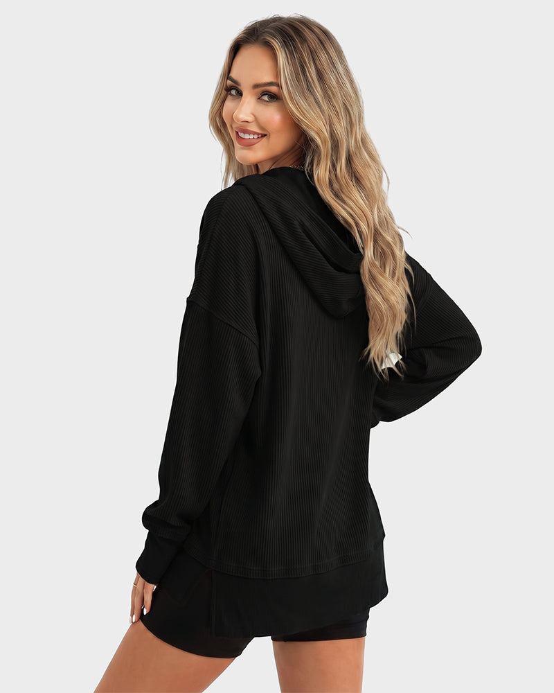 WomenOversized Collared Ribbed Sweatshirt