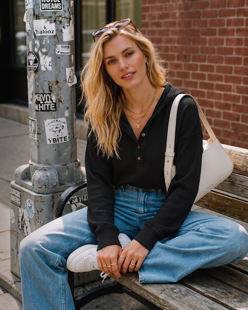 WomenOversized Collared Ribbed Sweatshirt
