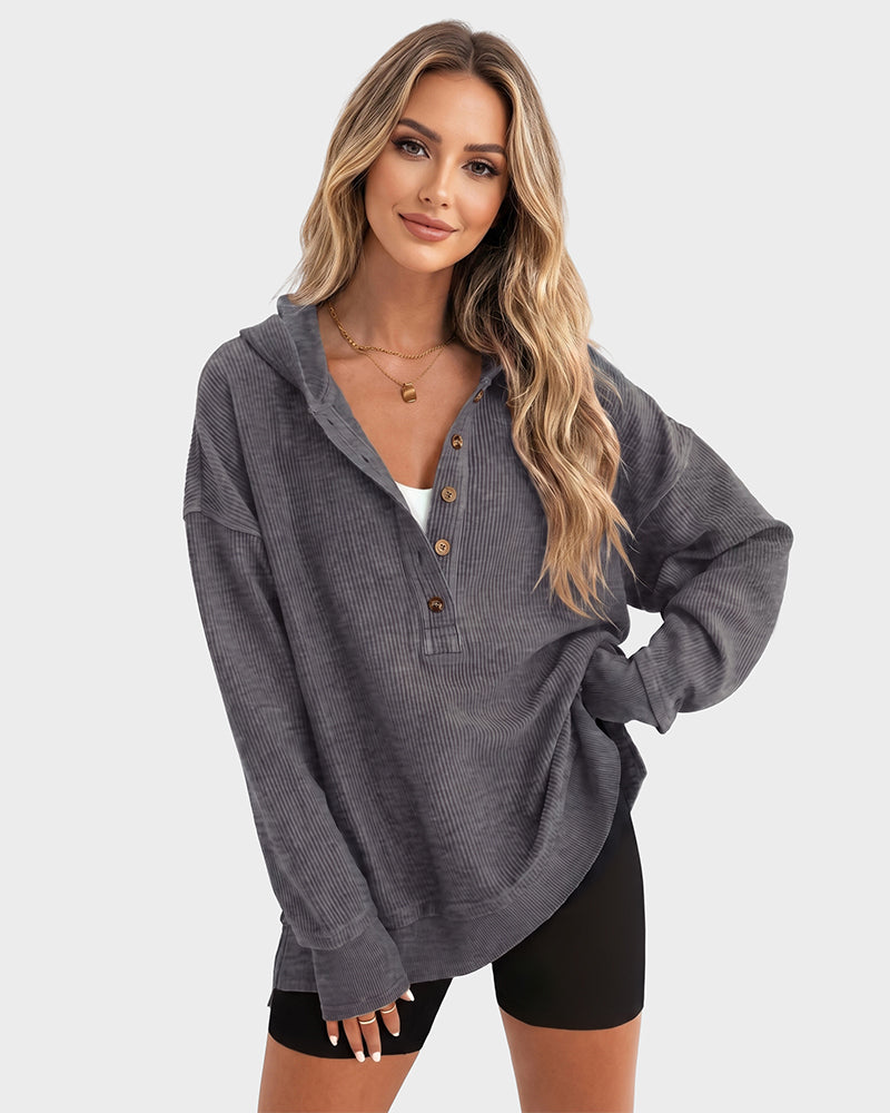 WomenOversized Collared Ribbed Sweatshirt