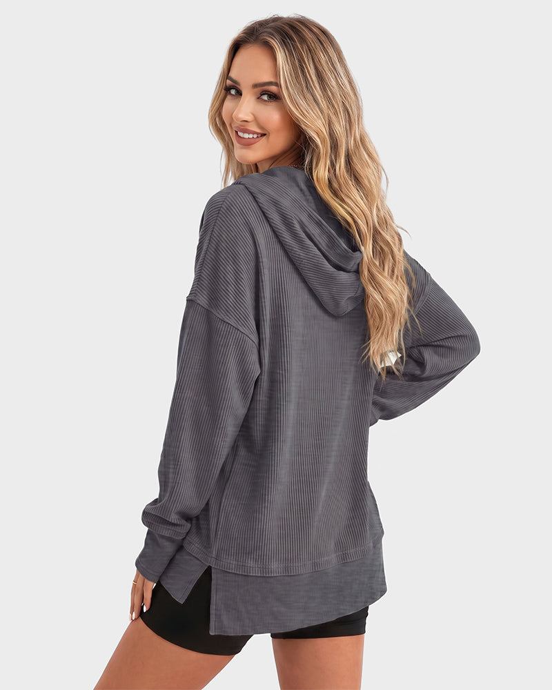 WomenOversized Collared Ribbed Sweatshirt