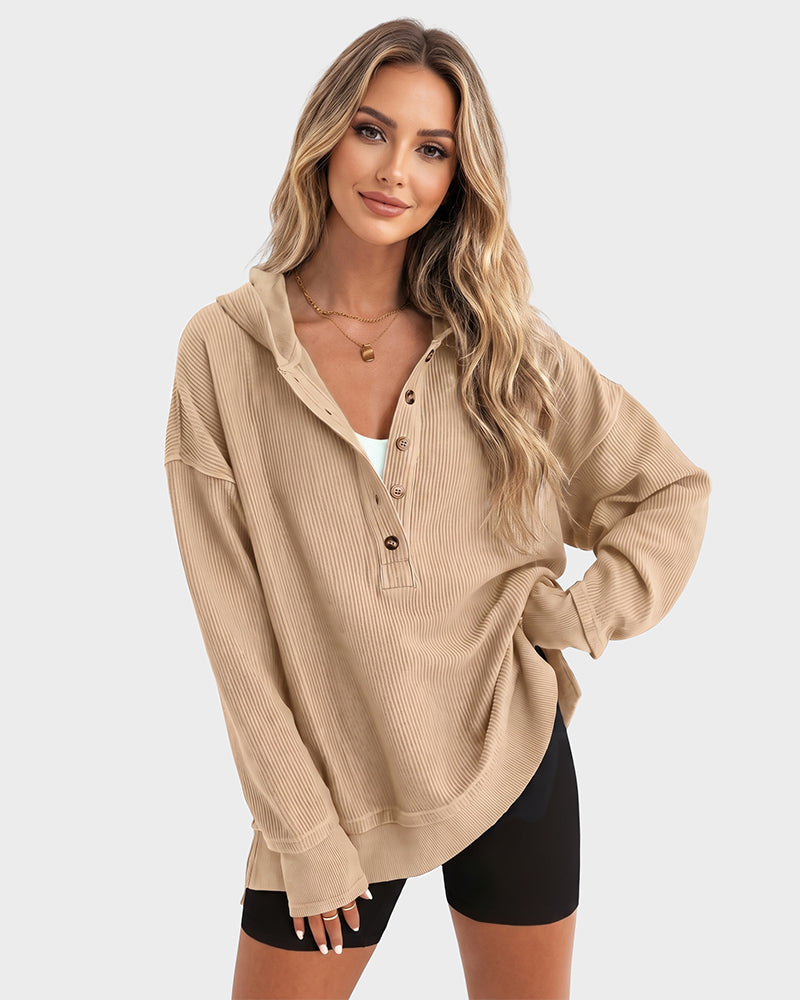 WomenOversized Collared Ribbed Sweatshirt
