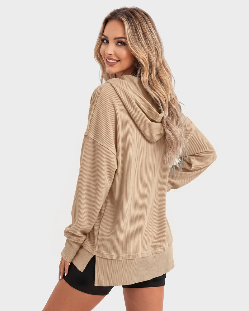 WomenOversized Collared Ribbed Sweatshirt
