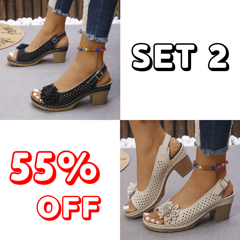 🔥Best Seller-Last Day Sale 60% OFF🔥 Buckled Square Heel Sandals for Women